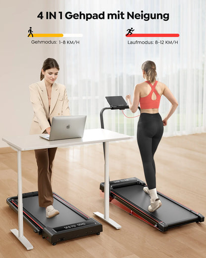 Loopband – Treadmill – Hardloopband – Trainingsapparaat – Fitnessapparaat – 4-in-1 Training – Verstelbare Hellingshoek