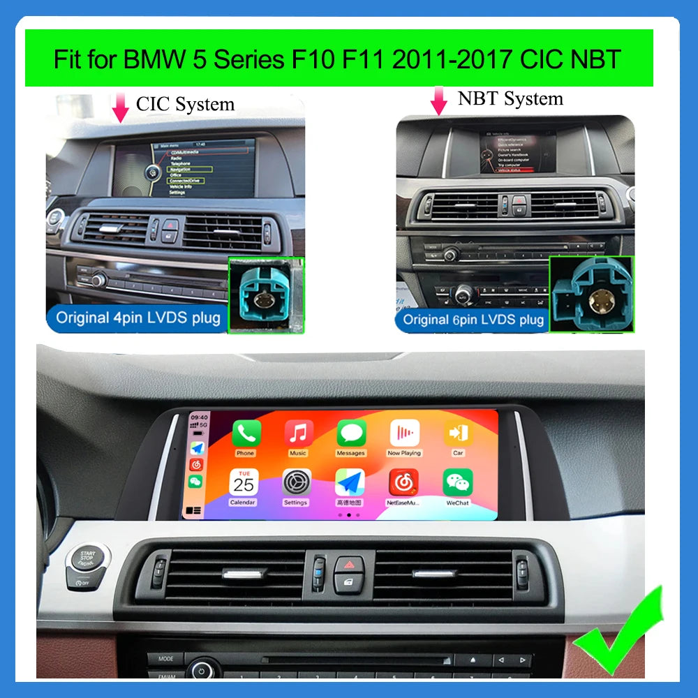 AUTOTOP 10.25" 1920*720P Linux Car Stereo for BMW 5 Series F10 F11 CIC NBT Wireless CarPlay Android Auto Bluetooth Touch Screen