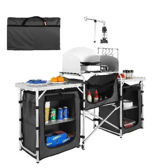 VEVOR Camping Outdoor Keukentafel - Opvouwbare Kook- en Opslagtafel - X-Vormig Aluminium Tafel voor BBQ en Picknick - QUORE