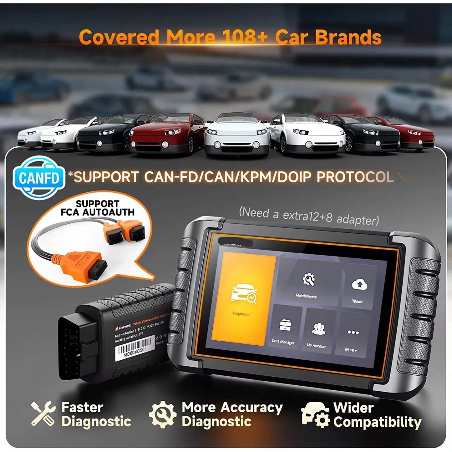 OBD2 Scanner - Diagnosecomputer - OBD - All System Scan - Bi-directionele Test - 30+ Resets - Bidirectionele Functies - 7 Inch - Touchscreen