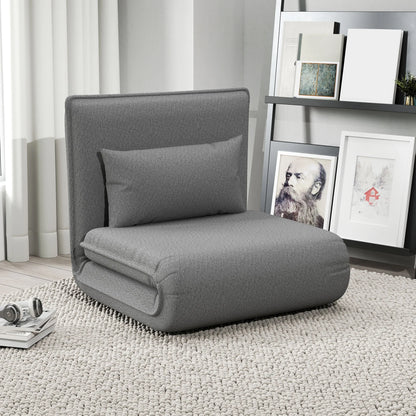 Vloerstoel – Zitstoel – Loungestoel – Slaapstoel – Inklapbaar – 6 Verstelbare Posities – Kunstleer Bekleding - 75 x 81 x 68 cm - Grijs - QUORE