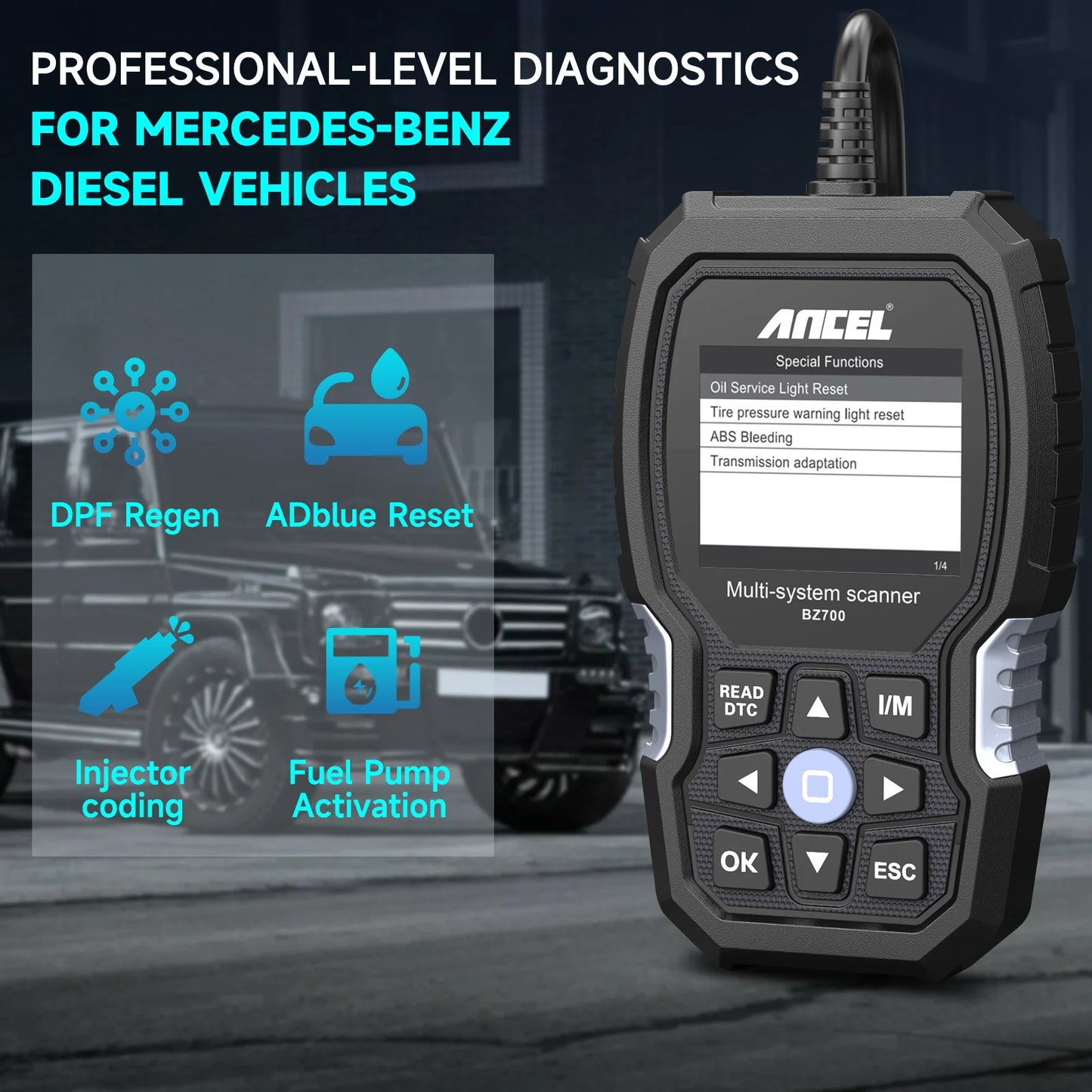 OBD2-Scanner – Diagnoseapparaat – Foutcode Uitlezer – Auto Diagnosetool – Mercedes-Benz – Volledige Systeemdiagnose – Live Data Uitlezing