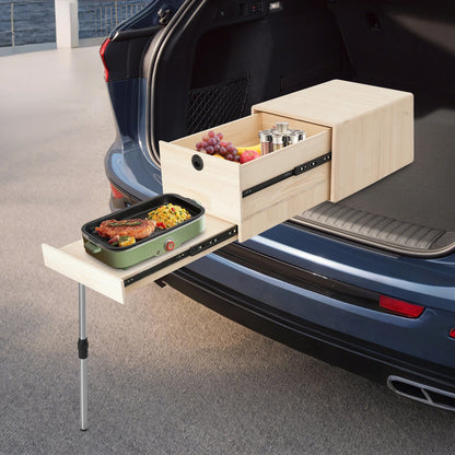 Campingtafel – Kampeertafel – Picknicktafel – Buitentafel – Opberglade – Verstelbare Poot – Houten Blad