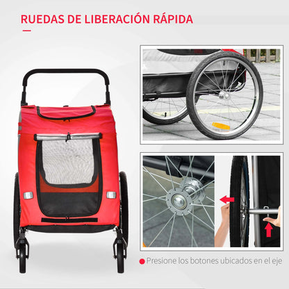 Fietskar - Fietsaanhanger - Transportaanhanger - met 6 Rode Reflectoren - Draagkracht 20kg - Inklapbare Aanhanger - Dekzeil - Veiligheidsvlag - Perfect voor Dagelijks Transport - Metalen Frame - Oxford-doek - 140 x 72.5 x 108 cm - Rood