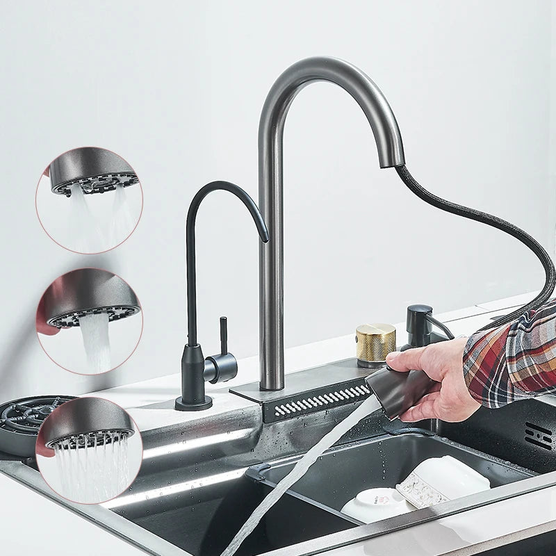Keukenspoelbak - met Kraan - Spoelbak - Keuken Gootsteen - RVS - 60X45cm - Wasbak Keuken - Zeepdispenser - Bekerreiniger - Zilver