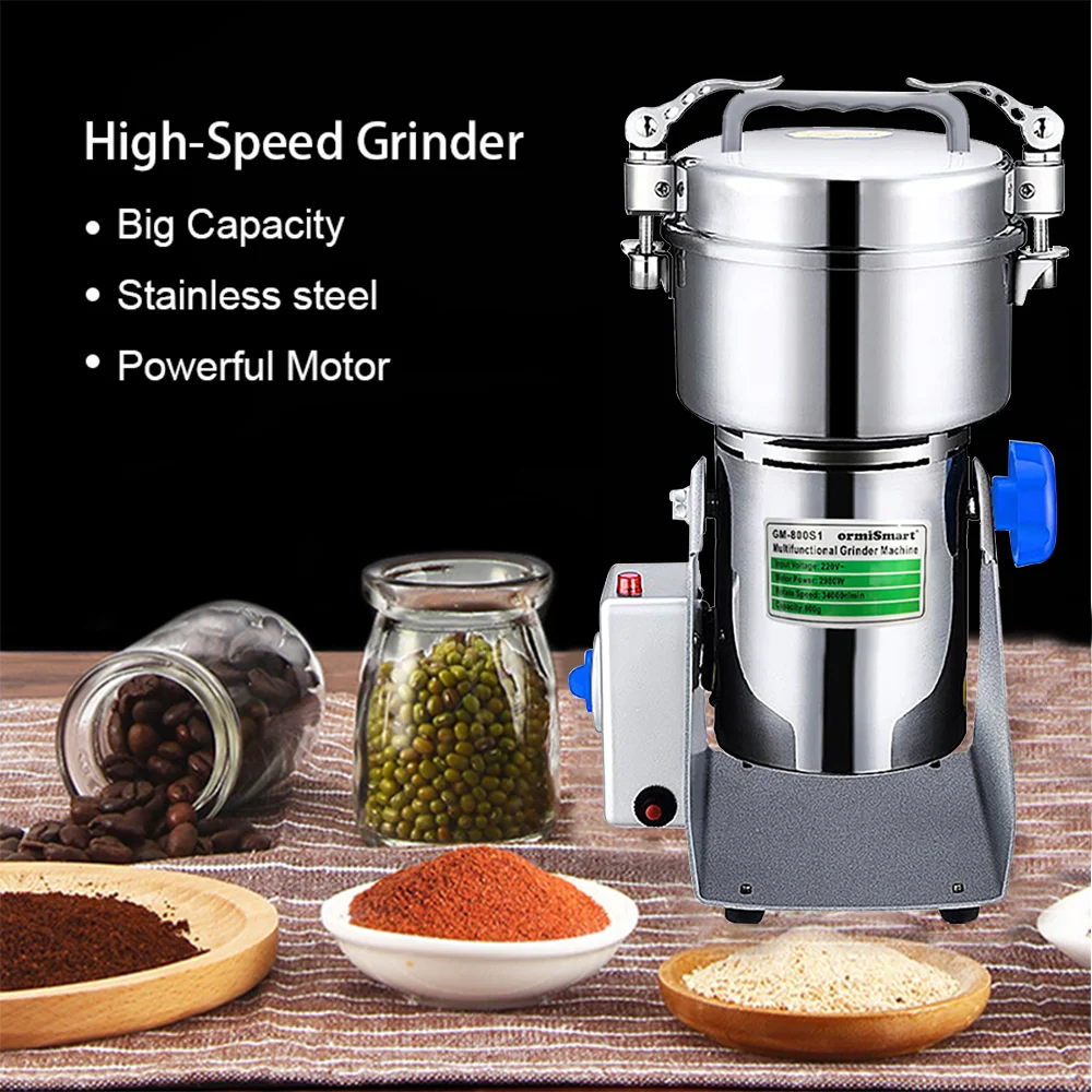 Kruidenmolen - Hakmolen - Specerijenmolen - Koffiemolens - Molen - 800G - Swing Type -  Elektrische - Voor Granen, Koffiebonen, Droge Voeding & Specerijen - Kruidenmaler - Grinder - High-Speed Crusher - QUORE