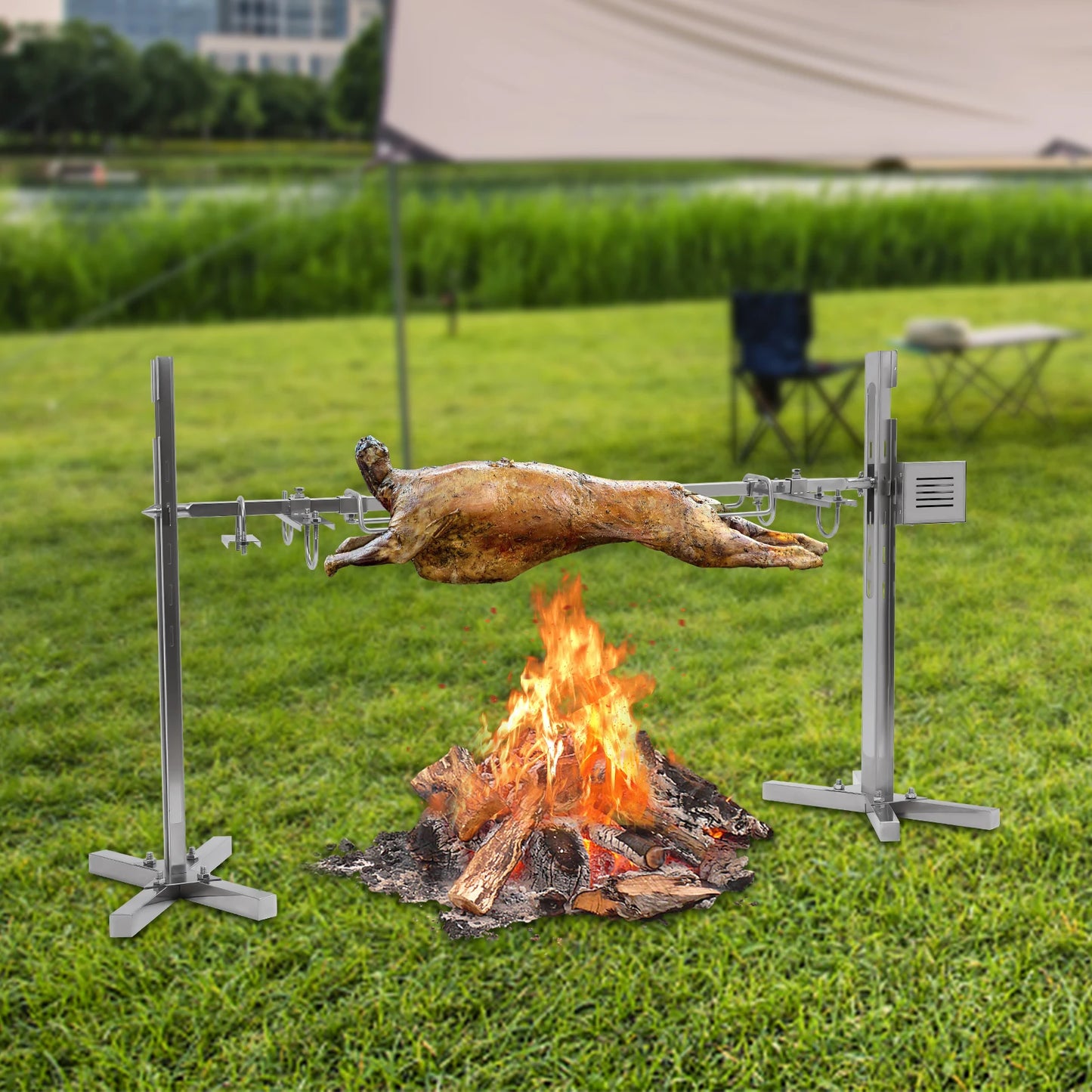 Elektrische Rotisserie – Barbecue Grill – Spit Grill – BBQ Draaispit – Roestvrij Staal – 360° Automatische Rotatie – Max 40 Kg Draagkracht