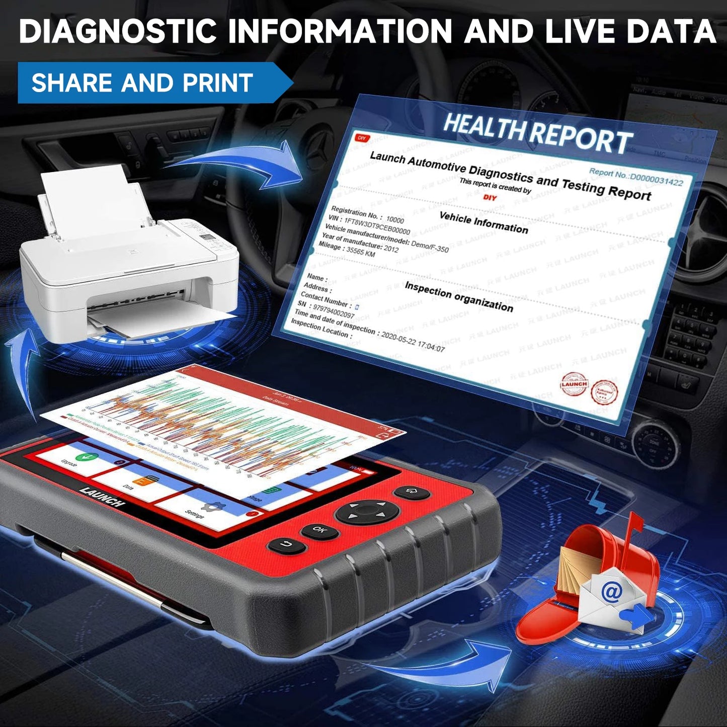 OBD2 Diagnoseapparaat – Auto Diagnosetool – Foutcode Uitlezer – Auto Scanner – 28 Onderhoudsfuncties – 7-Inch Touchscreen