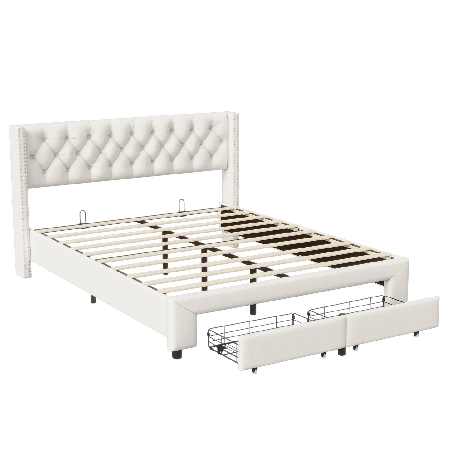 Velvet Bed – Fluwelen Bed – Modern Bed – Slaapkamer Bed – LED-Verlichting – Opbergruimte – Stevig Hout