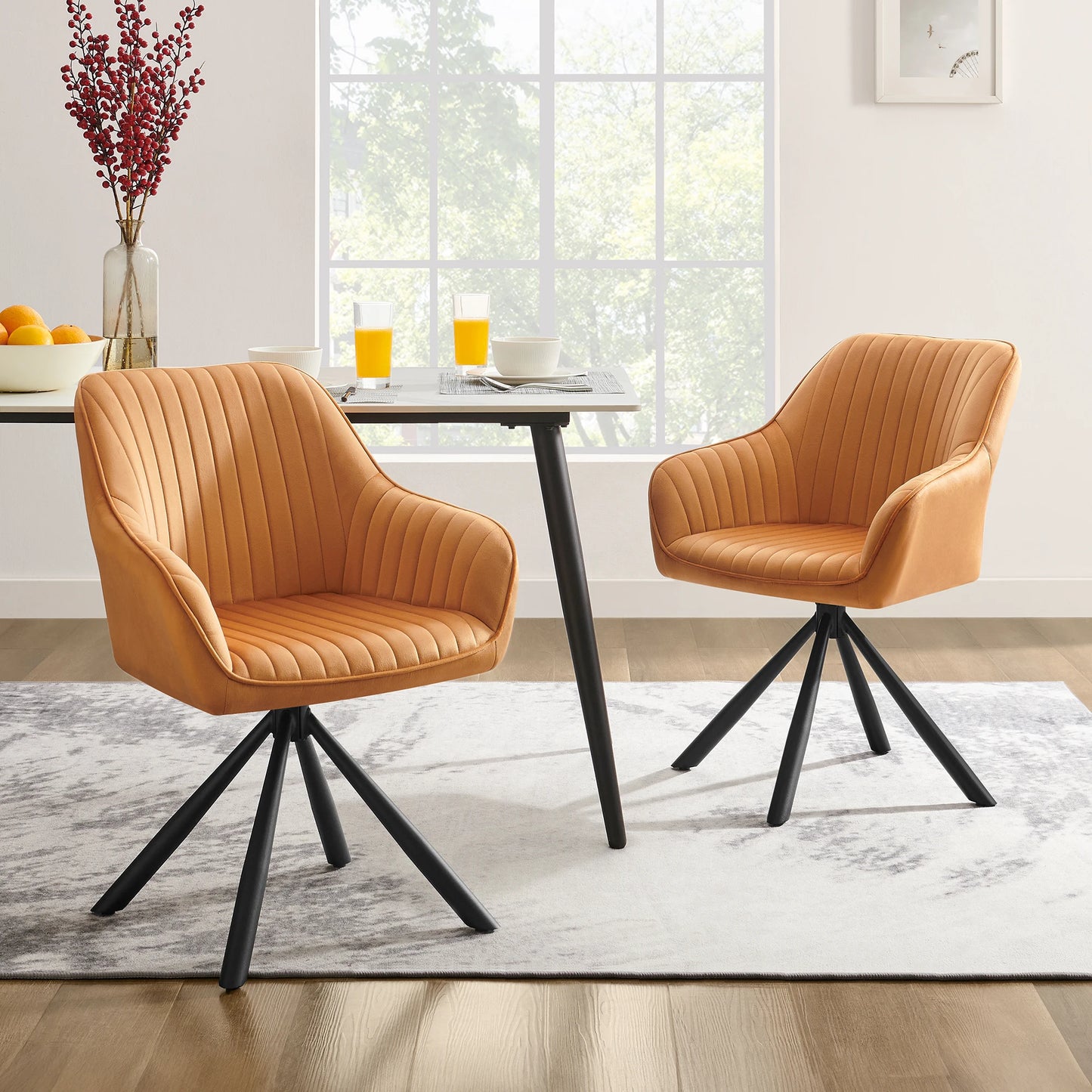 Eetkamerstoelen – Stoelen – Velours Stoelen – Caramel Stoelen – Comfortabele Zitting – Ergonomische Rugleuning