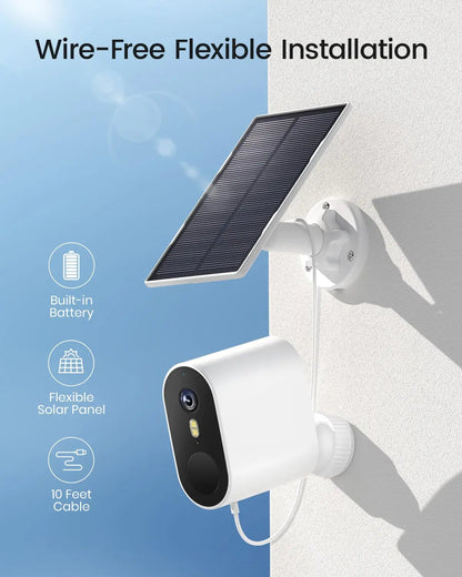 Beveiligingscamera - 5MP - Camerabewaking - Draadloos - voor Buiten - 4 Stuks - met Zonnepaneel - Nachtzicht - Humanoïde detectie - Tweerichtingsaudio - 4CH - NVR Recorder - Wit