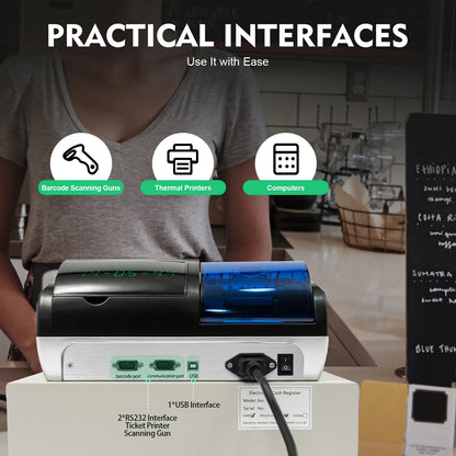 Elektronisch Kassasysteem – Kassalade – Kassa Machine – Betaalsysteem – POS Systeem – 48 Toetsen – Dubbele LED-Display
