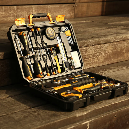 Deko - Gereedschapskoffer - Basisgereedschapset - 100-delig - Gereedschap - Gereedschapsset - Gemengde gereedschapsset - Voor auto Home Depot en kist - DIY algemene huishoudelijke handgereedschapsset - Geel