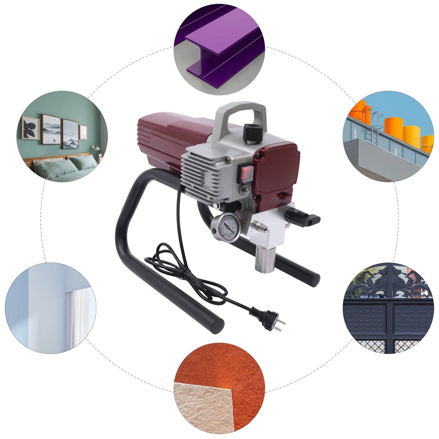 Airless Verfspuit – Schilderspuit – Verfsproeier – Verfpistool – 1800W Motor – 10 Meter Slang
