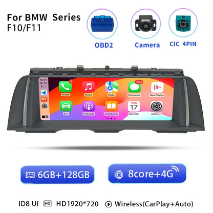 2-DIN Android 14 Autoradio – Multimedia Systeem – Navigatie Unit – CarPlay Compatibel – BMW 5 Serie F10 F11 – 10,25 Inch HD Scherm – 8-Core Processor 128GB Opslag
