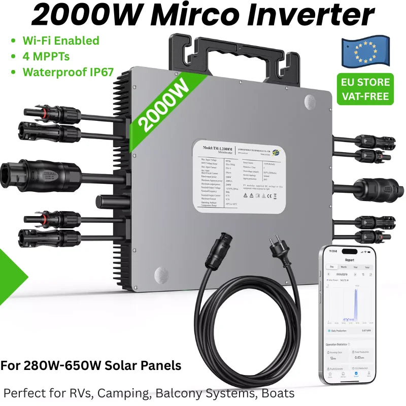 Zonne-omvormer – Hybride Omvormer – Solar Inverter – MPPT Laadregelaar – Off-Grid Omvormer – 10.2KW Vermogen – Zuivere Sinusgolfuitgang – Wifi Monitoring - QUORE