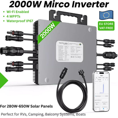Zonne-omvormer – Hybride Omvormer – Solar Inverter – MPPT Laadregelaar – Off-Grid Omvormer – 10.2KW Vermogen – Zuivere Sinusgolfuitgang – Wifi Monitoring - QUORE