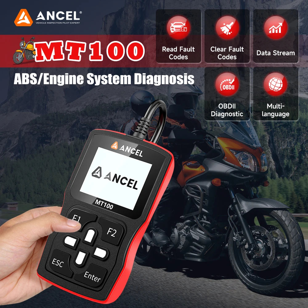 OBD Scanner - OBD2 - Auto Scanner - Auto uitlezen - Diagnose Apparatuur voor Auto's - Motorfiets Diagnoseapparaat OBD2 Scanner - Voor YAMAHA - HONDA - SUZUKI - Motormanagement & ABS Analyse - Live Data - Codelezer - Universele OBDII Scanner Voor Motoren