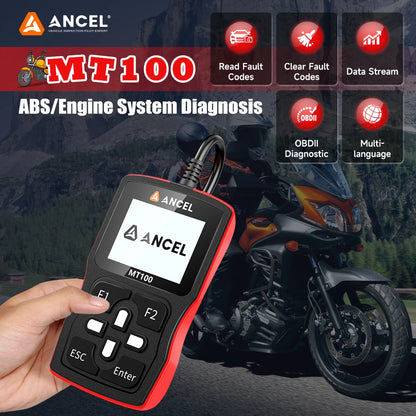 OBD Scanner - OBD2 - Auto Scanner - Auto uitlezen - Diagnose Apparatuur voor Auto's - Motorfiets Diagnoseapparaat OBD2 Scanner - Voor YAMAHA - HONDA - SUZUKI - Motormanagement & ABS Analyse - Live Data - Codelezer - Universele OBDII Scanner Voor Motoren