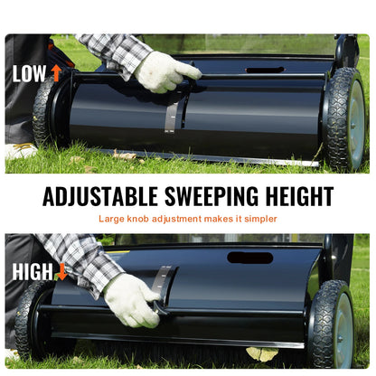Tuinruimer – Bladverzamelaar – Handmatige - Gazonveger met Hopperzak - Heavy-duty – 26-inch - Grasverzamelaar - Zware Stalen Constructie - voor Tuinonderhoud