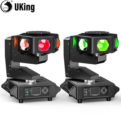 Moving Head DJ Verlichting – Podiumlamp – Disco Licht – Party Lamp – LED Beam Licht – Set van 2 EU Plug – 240W RGBW LED – 360° Draaibaar Met DMX512 - QUORE