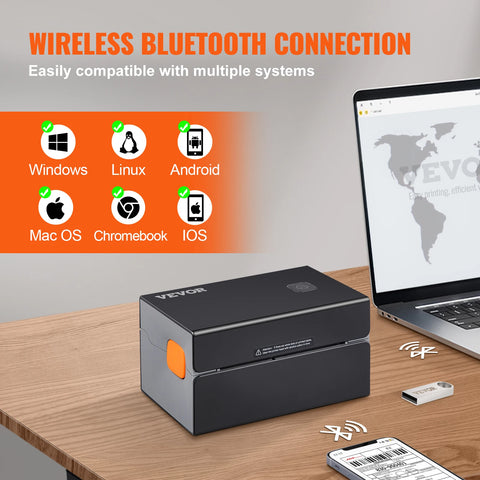 Label Printer - Thermische Printer - Label Maker - Thermische Label Printer - Printer Verzendetiketten - 4x6 Mailing Pakketten Afdrukken - met Bluetooth & Automatische Etiketherkenning