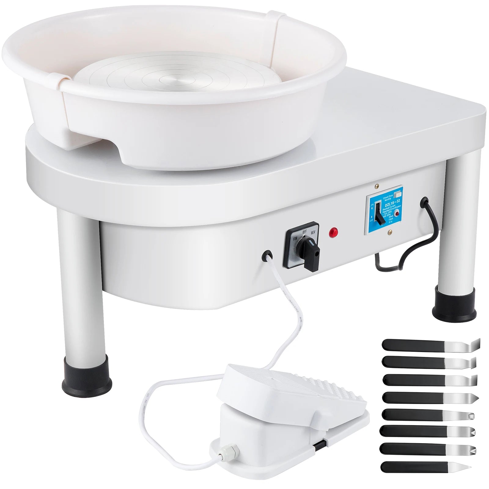 SucceBuy Pottery Wheel 25CM 280W Electric Pottery Forming Machine with Foot Pedal Detachable Basin and Shaping Tool Set for DIY - QUORE