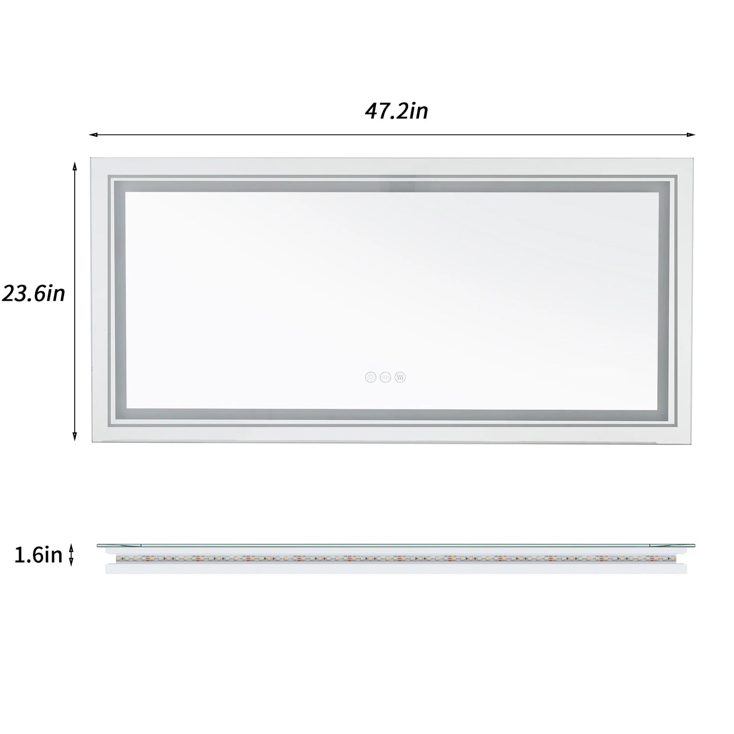 Badkamerspiegel - met LED - Spiegel - Smart Spiegel - Badkamerspiegel met Verlichting - Anti-fog - Dimbaar - Backlit + Front Lit - Slimme Touchknop - Wandmontage - Energiezuinig - 120 x 60 cm