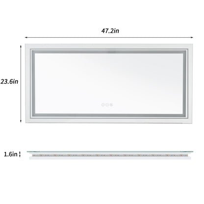 Badkamerspiegel - met LED - Spiegel - Smart Spiegel - Badkamerspiegel met Verlichting - Anti-fog - Dimbaar - Backlit + Front Lit - Slimme Touchknop - Wandmontage - Energiezuinig - 120 x 60 cm