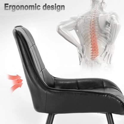 Eetkamerstoelen - Eetstoelen - Keukenstoelen - Set van 4 - Ergonomische Scandinavische Stijl - met Rugleuning - Voor Keuken - Eetgedeelte - Kunstleer Zitje - Metalen Poten - 52 x 51 x 81.5 cm - Zwart