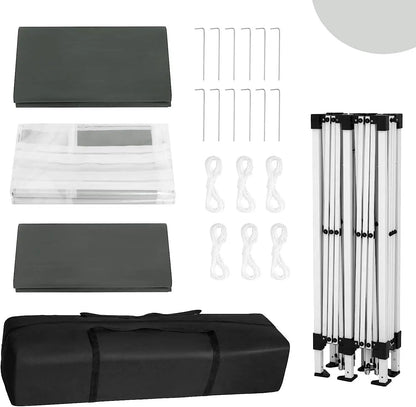 Tuinpaviljoen – Partytent – Tuinpartytent – Tent – Buitentent – Paviljoen – met 6 Verplaatsbare Zijwanden - Waterdicht 210D Oxford Polyester – Stalen Frame Met Roestwerende Coating - 3x6 m - Zwart