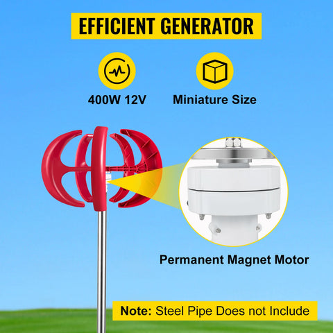 Vevor - Wind Turbine - Windmill Generator - Wind Turbine Generator - Wind Energy - Wind Turbine – 100W - 12V - 5 Blades - Red