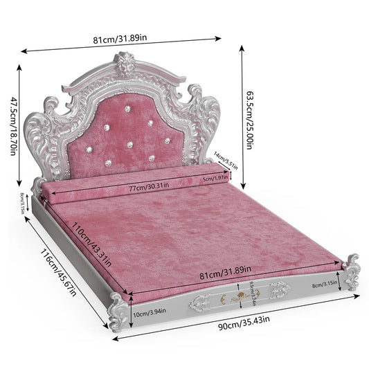 Hondenbed – Groot Hondenkussen – Luxe Hondenmand – Fluwelen Bed – Stevig Frame – Verwijderbare Wasbare Hoes - Roze - XL