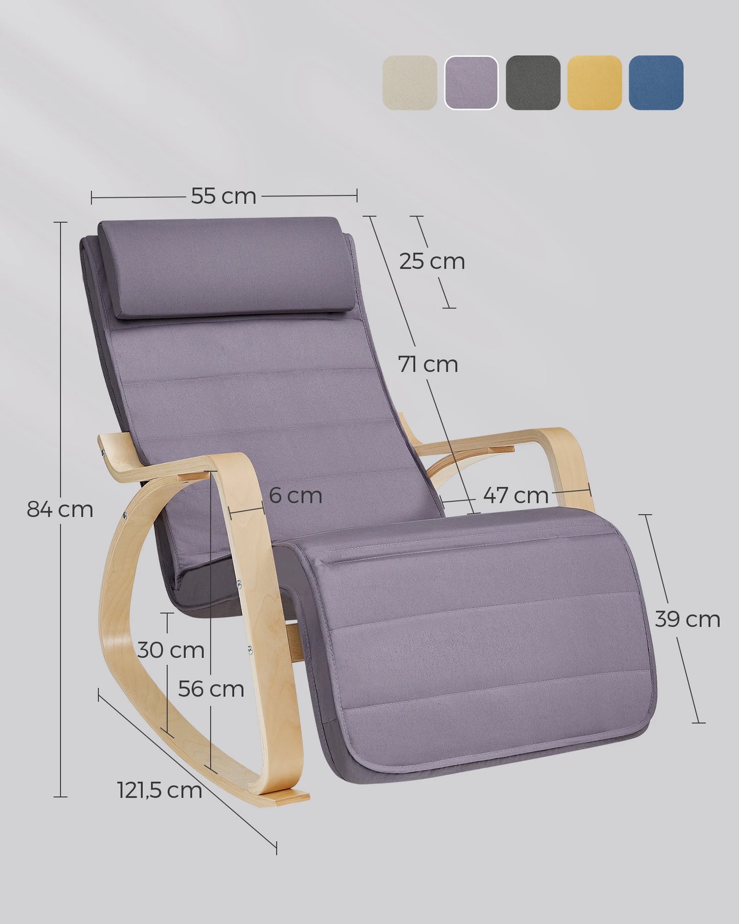 Schommelstoel - Schommelbank -  Relaxstoel - Draaifauteuil - Comfortabele Relaxstoel voor Woonkamer of Slaapkamer - Lichtgrijs - QUORE