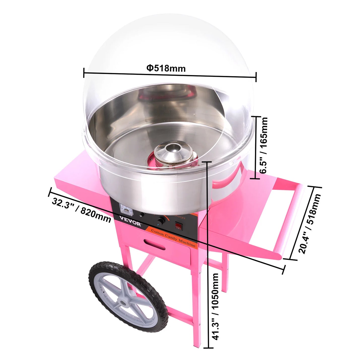 Suikerspinmachine – Suikerspin Maker – Snoepmachine – Feestmachine – Roestvrijstalen Kom – 500 Watt Motor