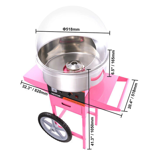 Suikerspinmachine – Suikerspin Maker – Snoepmachine – Feestmachine – Roestvrijstalen Kom – 500 Watt Motor
