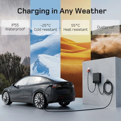 Wallbox 11kW – EV Laadstation – Elektrische Autolader – Oplaadpunt – Laadpaal – 7,5 Meter Type 2 Kabel – Plug & Play Met Tuya App En LED-scherm - QUORE