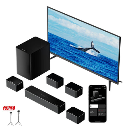 Soundbar – Home Cinema Speaker – Surround Geluidssysteem – Wireless Subwoofer – Bluetooth Soundbar – 7.1 Kanaals Surround – 410W Krachtige Output