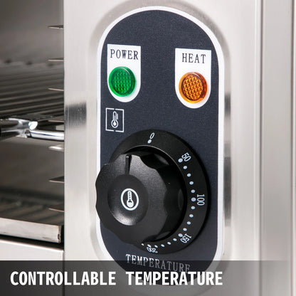 Salamander Grill – Elektrische Grill – Grilloven – Bovenverwarmer – Roestvrij Staal – Temperatuurregelaar 50-300°C – Verstelbaar Rooster