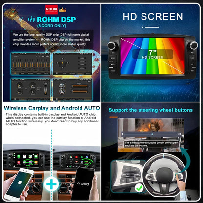 7" Android 2-Din Autoradio – Multimedia Speler – Touchscreen Radio – Navigatie Systeem – CarPlay Android Auto – 128GB Opslag – Wireless Connectiviteit