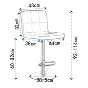 Barkruk - Met Rugleuning - Stoel - Verstelbare Hoogte - Kunstleren Zitting - 360° Draaibaar - Metalen Frame - Wit