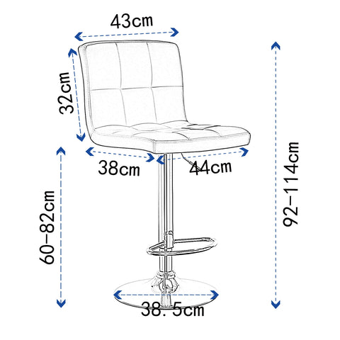 Barkruk - Met Rugleuning - Stoel - Verstelbare Hoogte - Kunstleren Zitting - 360° Draaibaar - Metalen Frame - Grijs