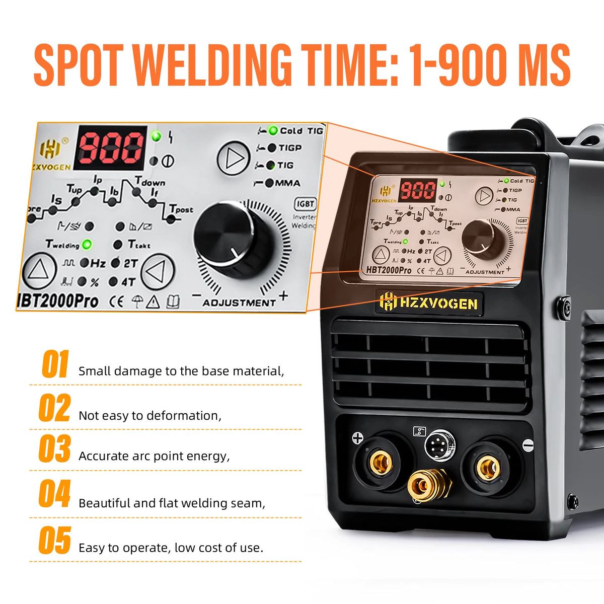 Hzxvogen - HBT2000P - Elektrisch lasapparaat - 200A - 4 in 1 - Aluminium Tig-lasmachine - ARC-kracht 2T-4T - Zwart - QUORE