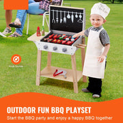 Barbecue BBQ Koken Keuken Speelgoed - Interactieve Grill Spelen - Voedsel Koken Speelset - Voor Kinderen Keuken Pretend Play - Simulatie Keuken Barbecue Speelgoed - Houten Grill Speelgoed Set