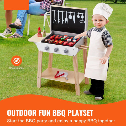 Barbecue BBQ Koken Keuken Speelgoed - Interactieve Grill Spelen - Voedsel Koken Speelset - Voor Kinderen Keuken Pretend Play - Simulatie Keuken Barbecue Speelgoed - Houten Grill Speelgoed Set