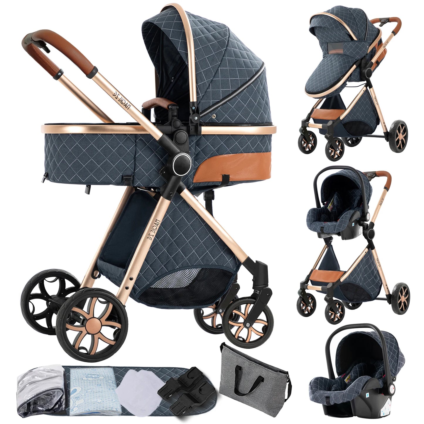 3-in-1 Wandelwagen – Kinderwagen – Autostoel – Reiswandelwagen – Babywagen – Lichtgewicht & Compact – Geschikt Voor 0-36 Maanden – Wit