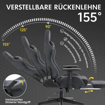 Gamingstoel – Gamestoel – Bureaustoel – Gaming Chair – Game Stoel – Echt Koeienleer – 360° Draaibaar Met Voetensteun - QUORE