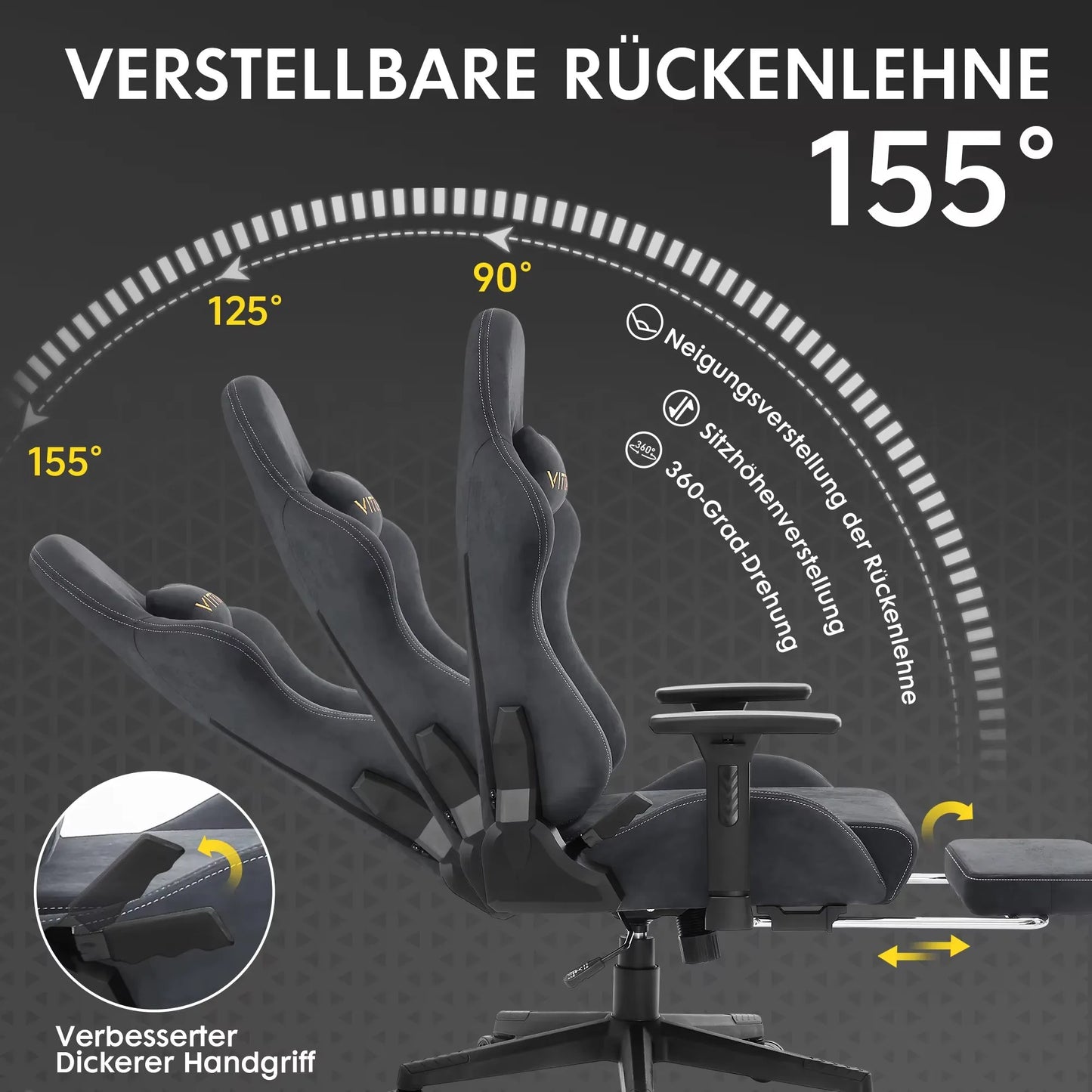 Bureaustoel – Gamestoel – Kantoorstoel – Computestoel – Werkstoel – Echt Koeienleer – 360° Draaibaar Met Voetsteun – Bruin - QUORE
