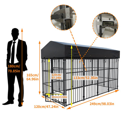 Hondenren – Hondenkennel – Dog Kennel – Hondenhok – Huisdierren – Duurzaam Metalen Frame – Water- En UV-Bestendig Dak - L