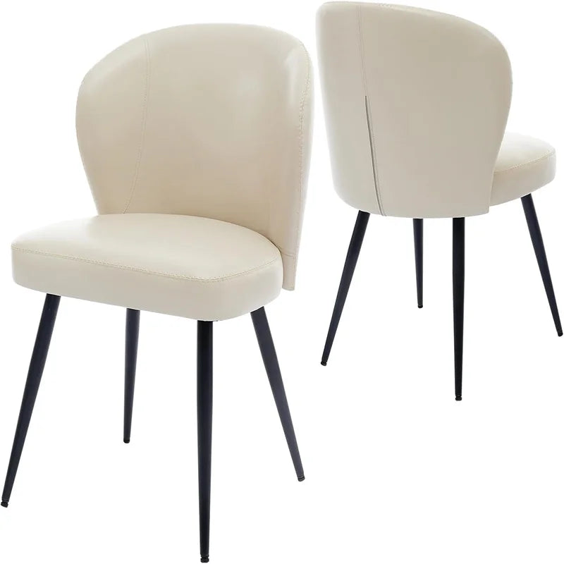Eetkamerstoelen – Set van 2 - Stoelen – Dining Stoelen – Vintage Stoelen – Synthetisch Leer – Comfortabele Foamzitting – Duurzame Stalen Poten - Beige